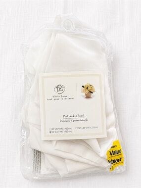 White Rod Pocket Curtain Panel in Clear Zip Pouch
